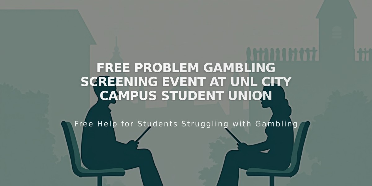 Free Problem Gambling Screening Event at UNL City Campus Student Union