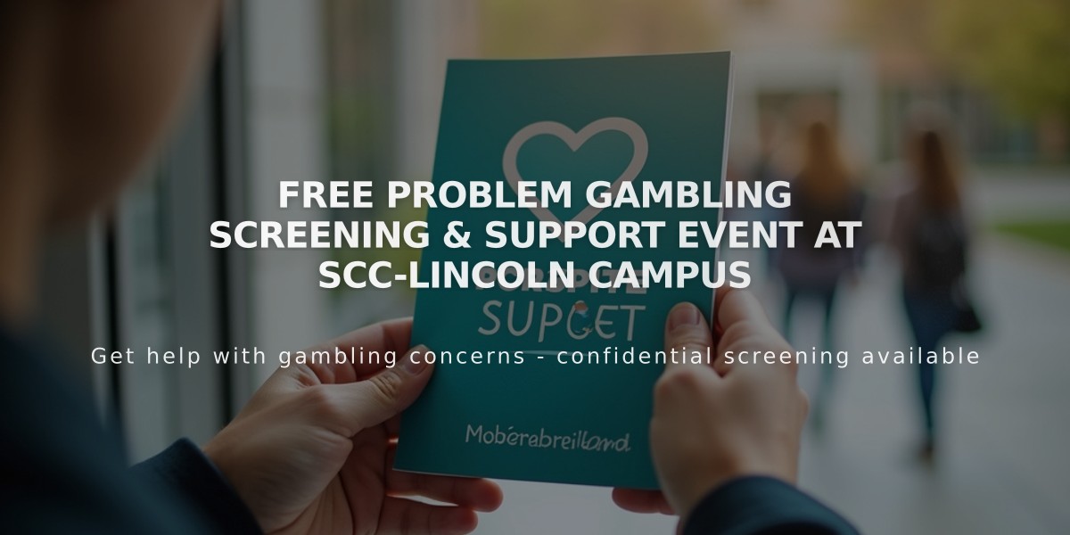 Free Problem Gambling Screening & Support Event at SCC-Lincoln Campus