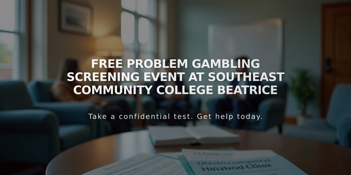 Free Problem Gambling Screening Event at Southeast Community College Beatrice