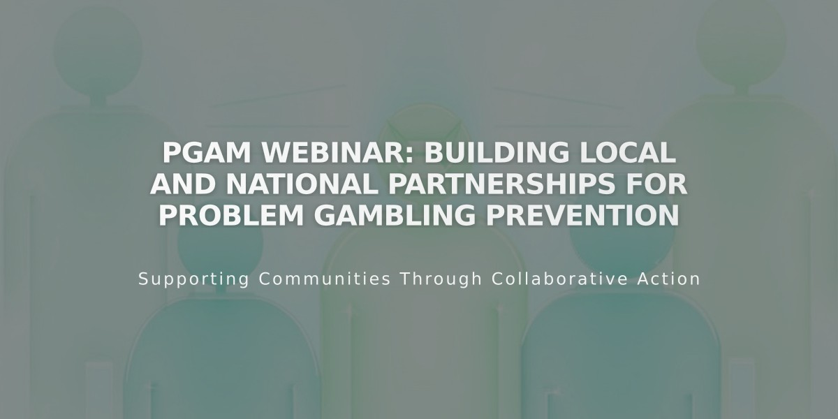 PGAM Webinar: Building Local and National Partnerships for Problem Gambling Prevention